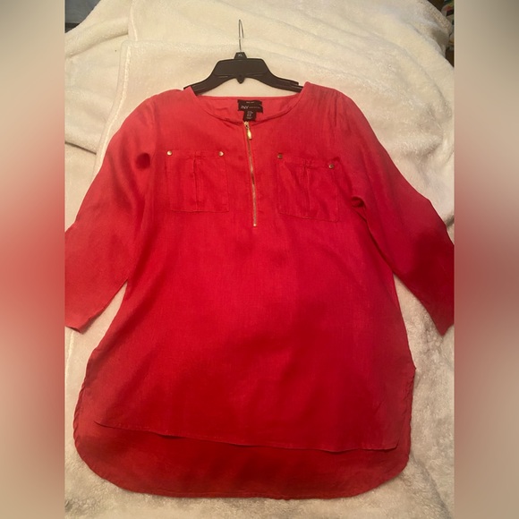 Jones New York Pink Linen Tunic Sz Medium - Picture 2 of 5